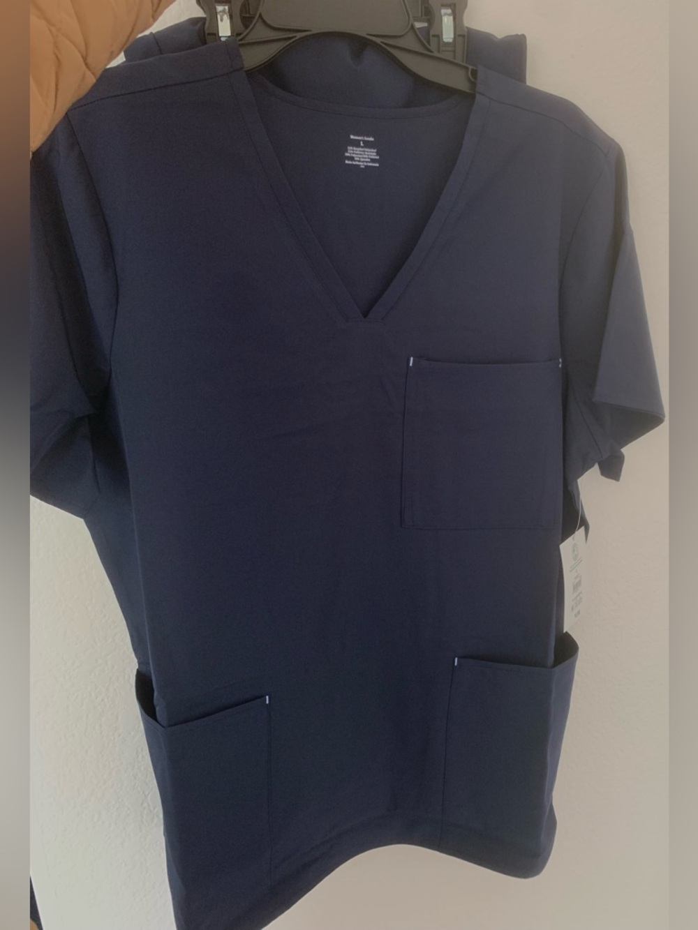 NWT Navy V-Neck Scrub Set - Two-Piece Drawstring straight leg - Picture 9 of 11